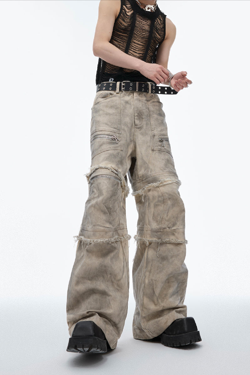 Cargohose mit Used-Look in Sandwaschung