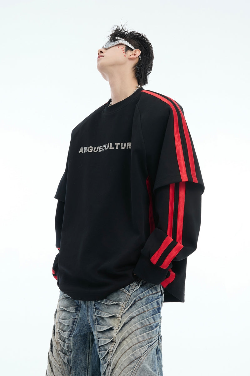 Farbblock-Sweatshirt mit Rundhalsausschnitt und Lagenlook