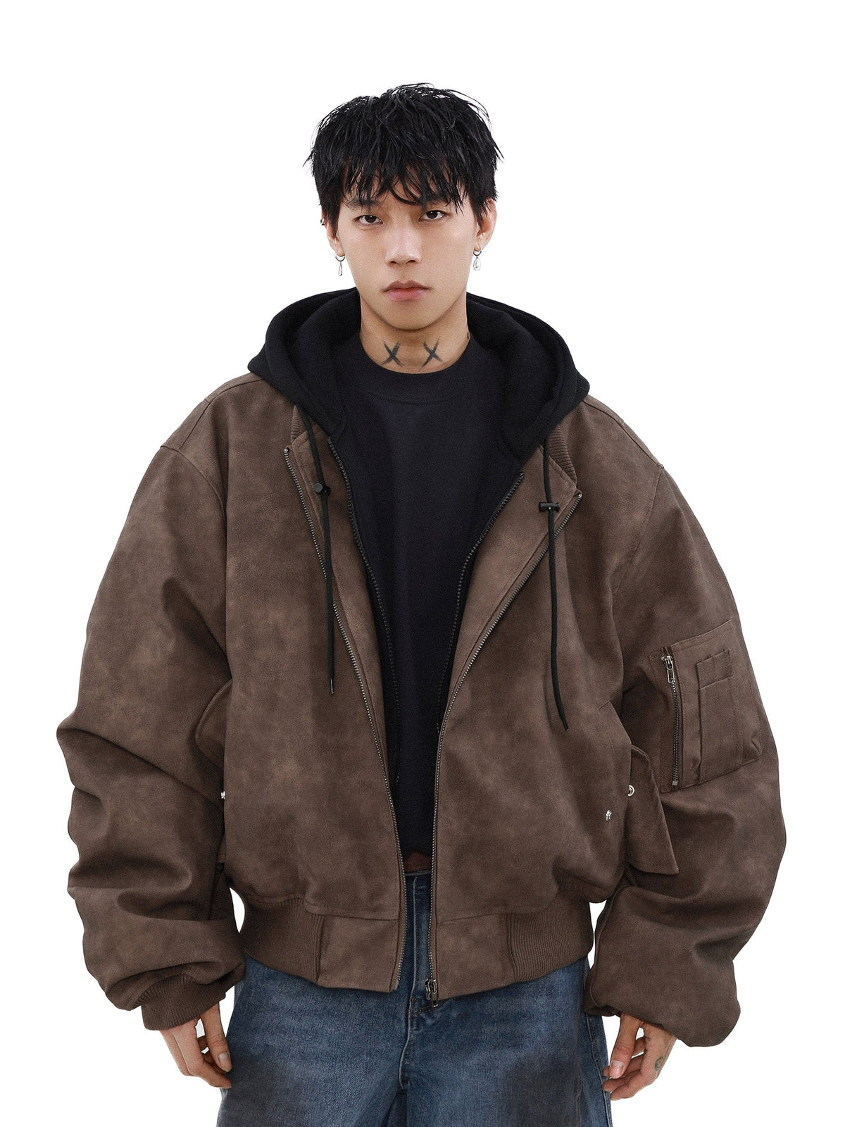 Umber Drift Oversized Moto Jacket