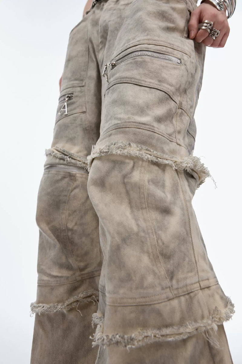Cargohose mit Used-Look in Sandwaschung