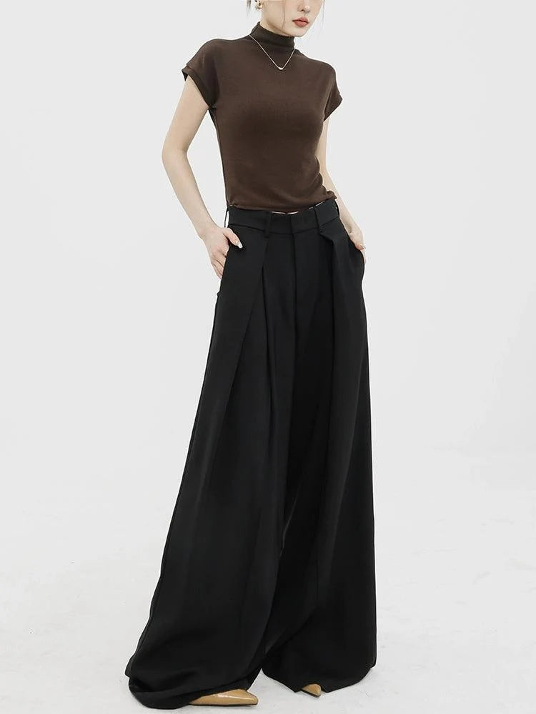 Dramatic Noir Wide-Leg Palazzo Pants