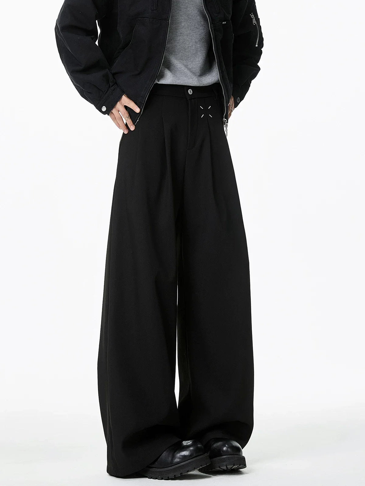 Cross-Stitch Pleat Wide Trousers