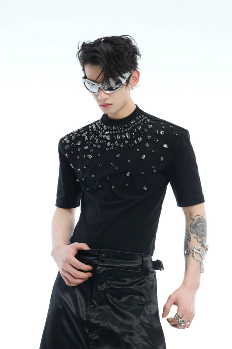 T-shirt moulant extensible à strass