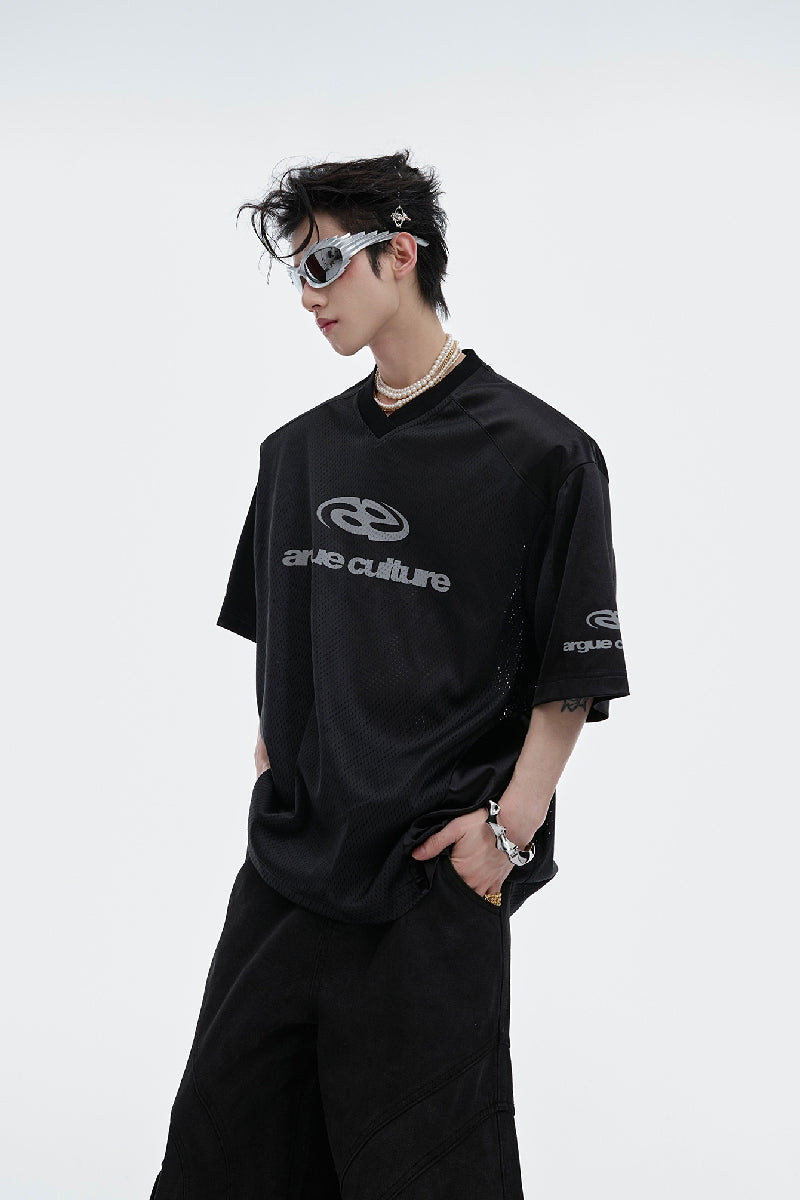 T-shirt de baseball en maille argentée