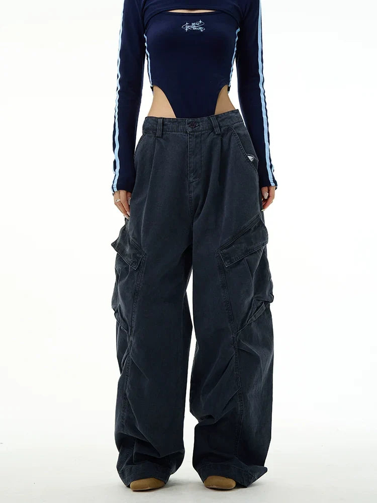 Classic Wide-Leg Straight Workwear Pants