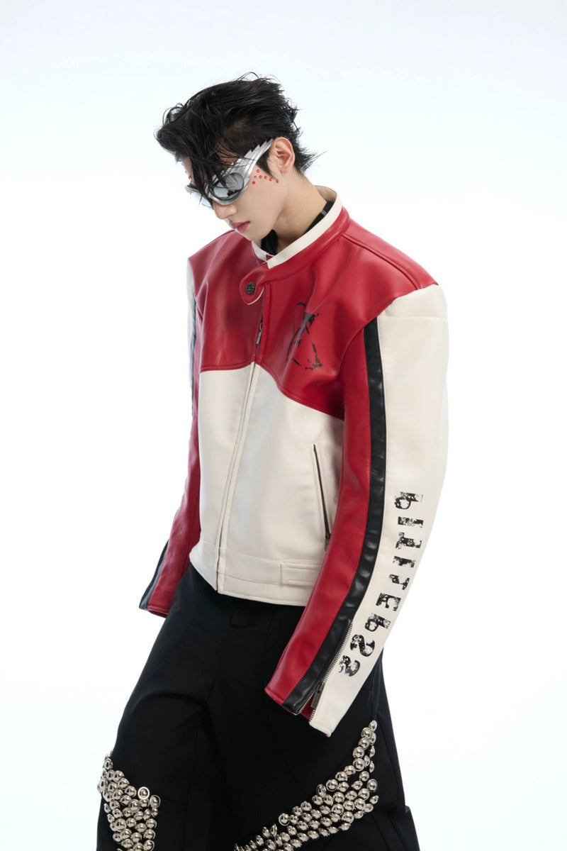 Bikerjacke aus farbigem PU-Leder