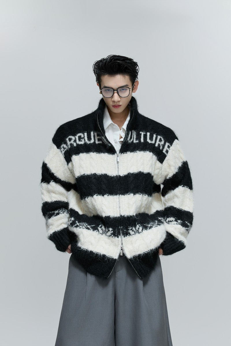 Grobstrick-Cardigan mit Farbblockmuster