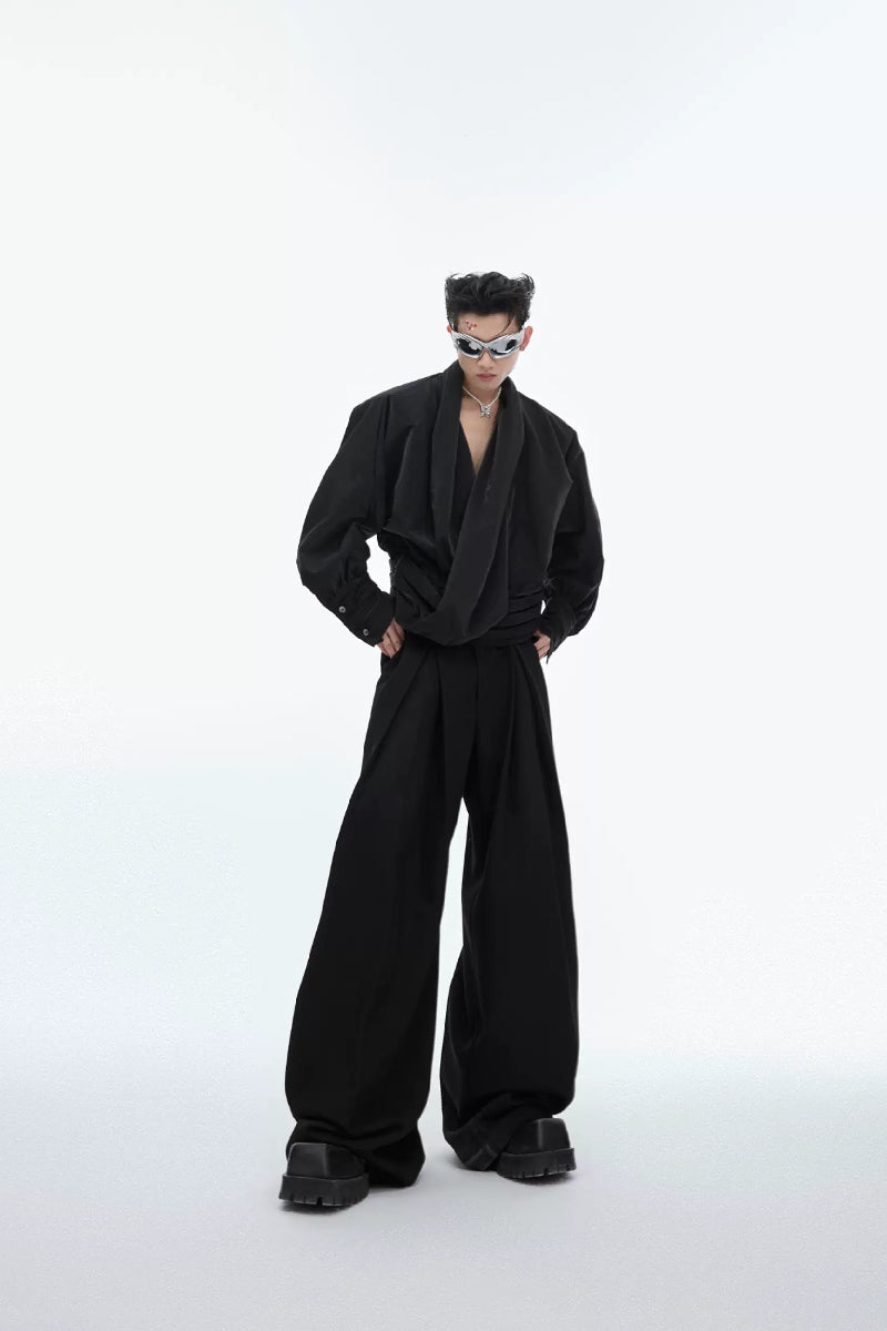 Liquid V-Neck Schulterpolsterhemd