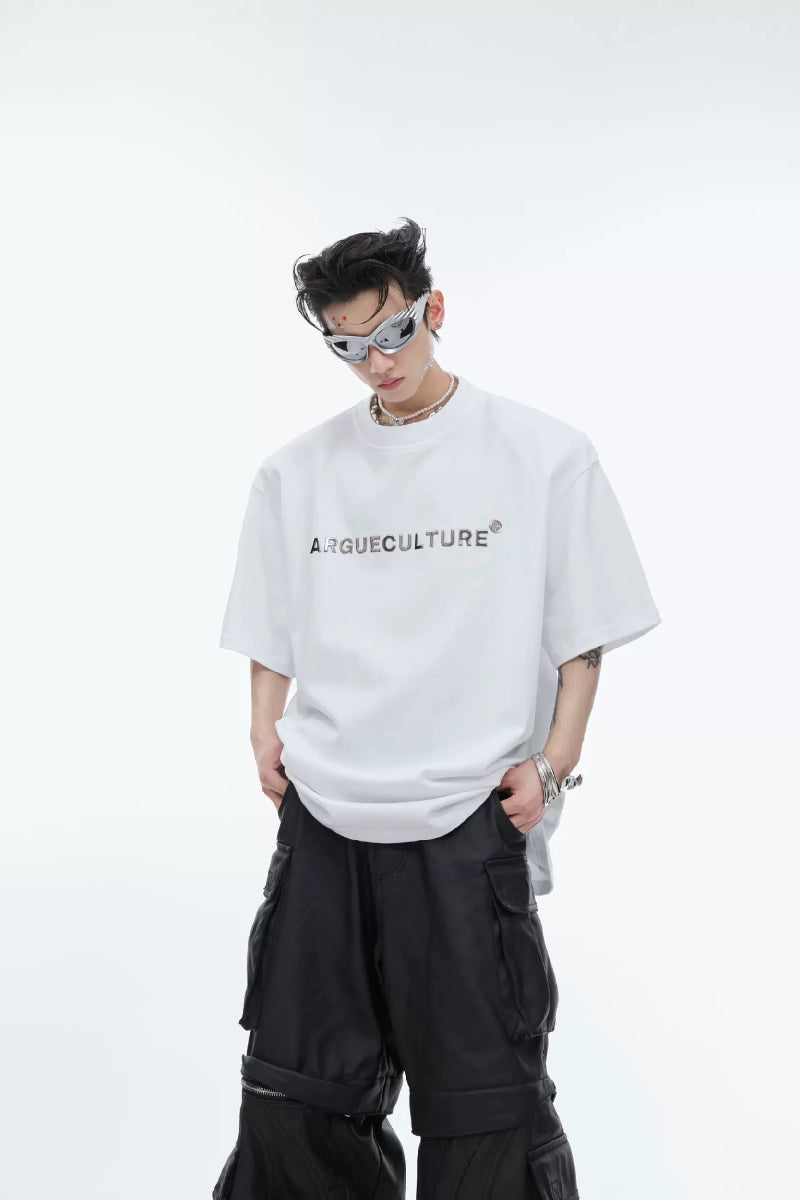 T-shirt à épaulettes avec logo métallique