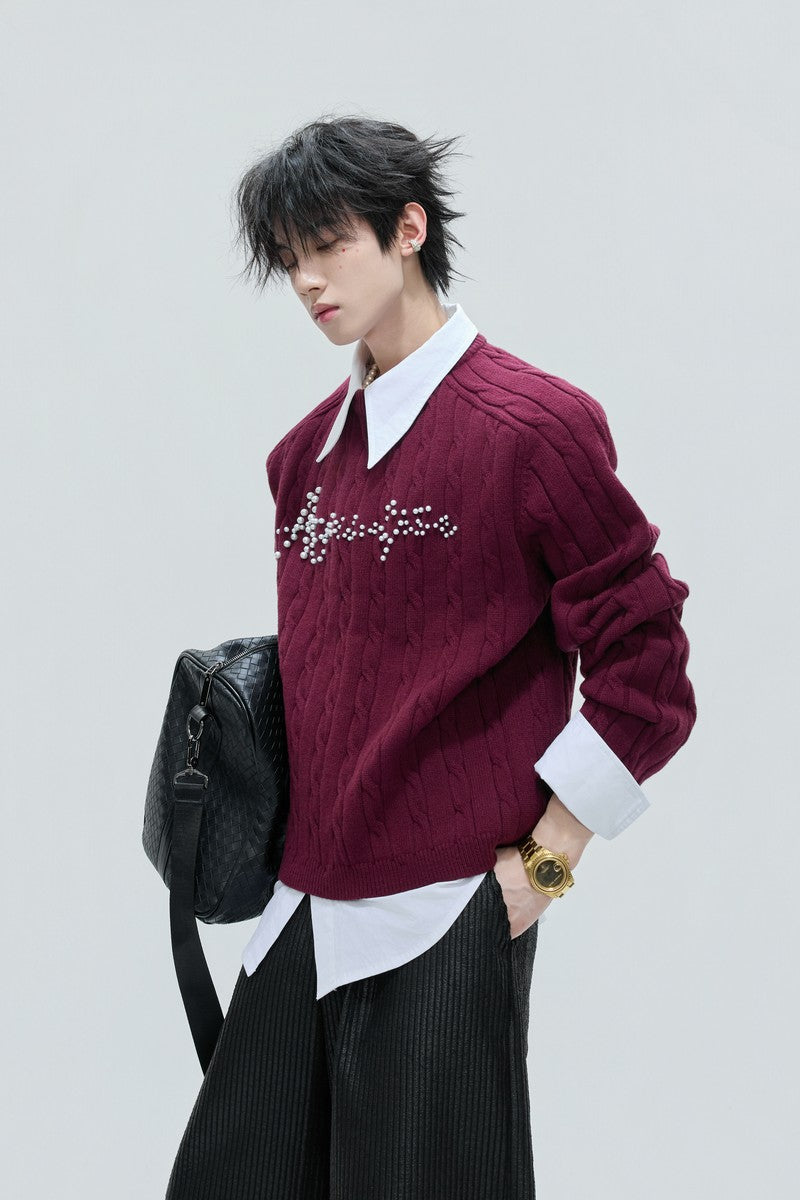 Lagen-Perlstrickpullover