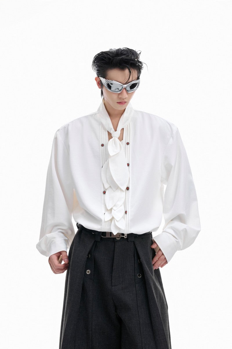 Chemise en soie à col foulard