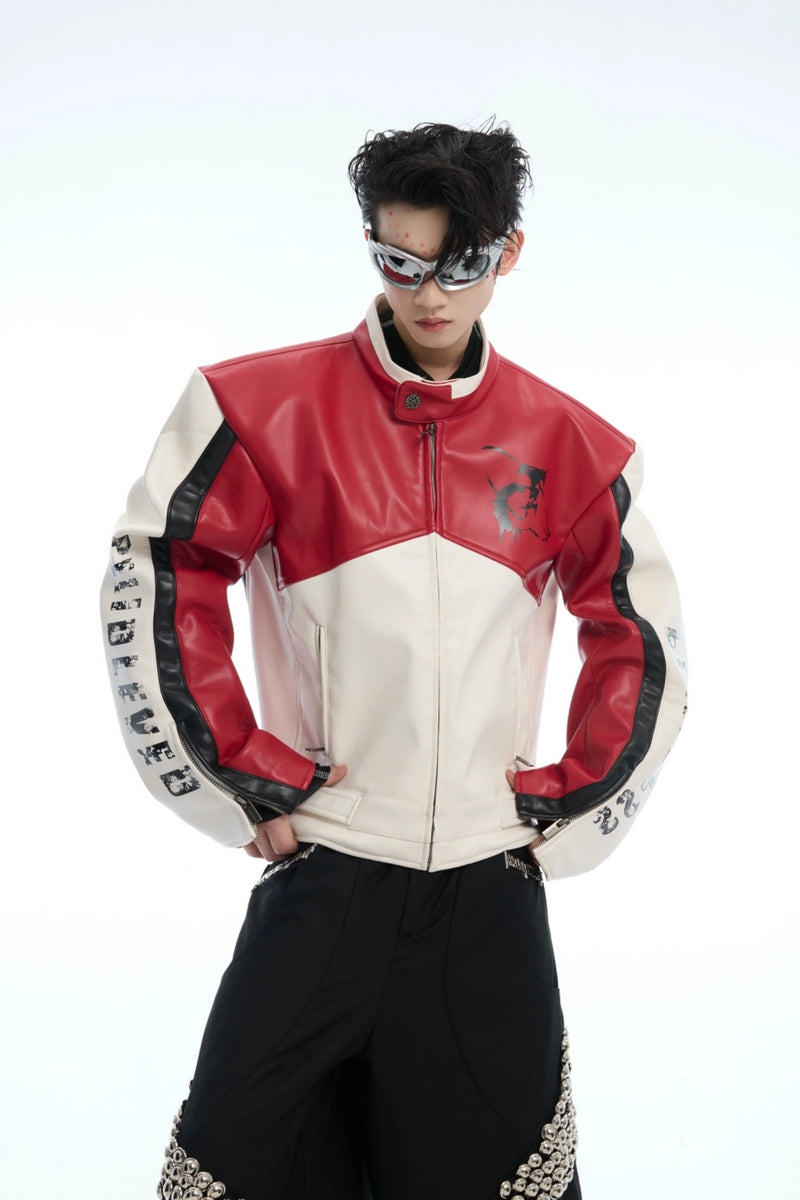 Bikerjacke aus farbigem PU-Leder