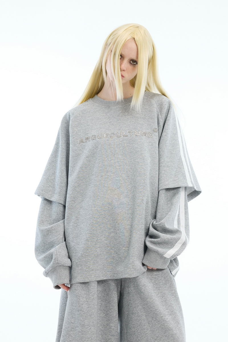Farbblock-Sweatshirt mit Rundhalsausschnitt und Lagenlook