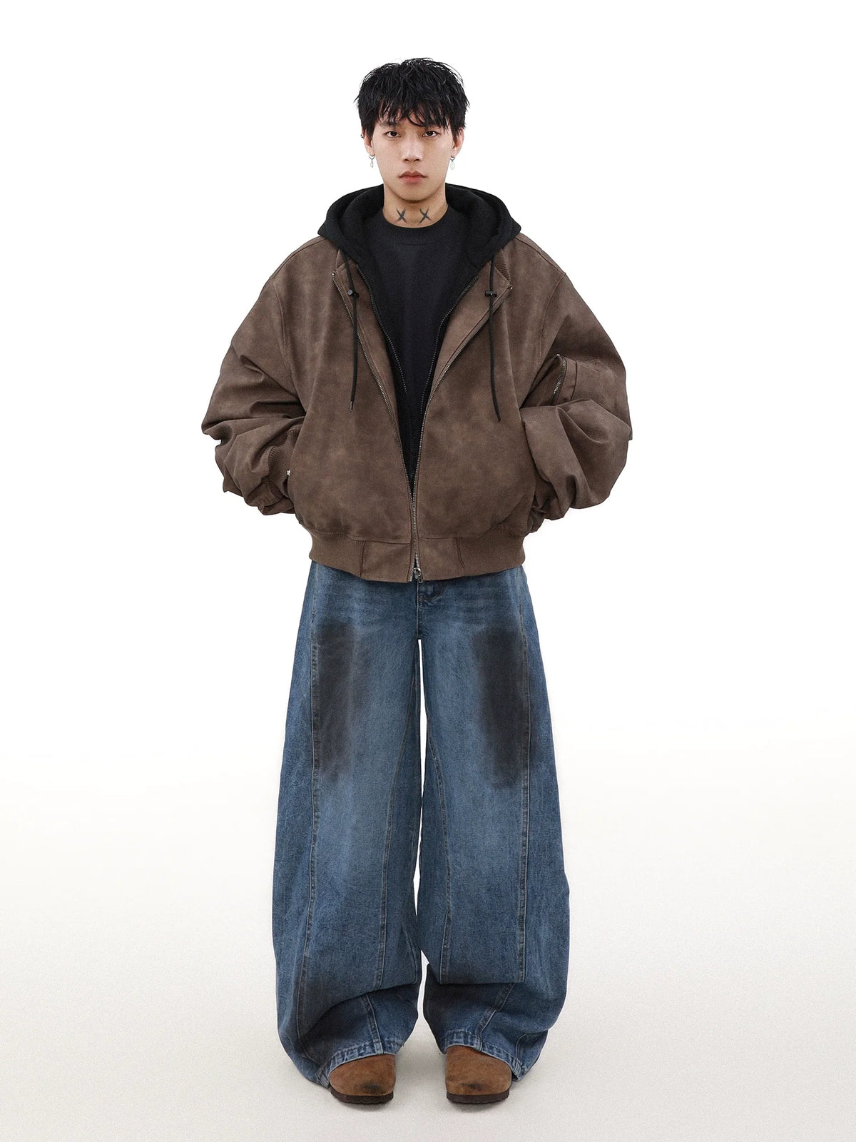 Umber Drift Oversized Moto Jacket
