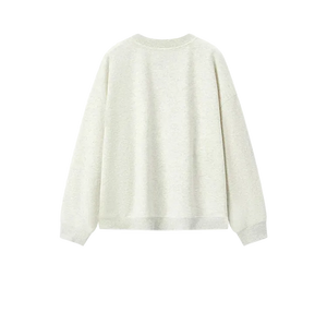 White sweater shown from the back on a white background
