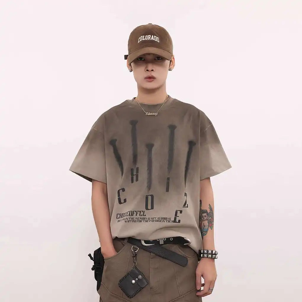 Vintage-T-Shirt mit gewaschenem Grafikprint und kurzen Ärmeln
