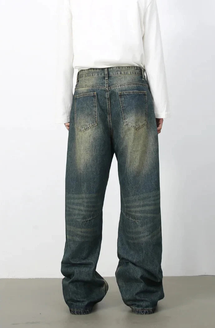 Hochwertige Baggy-Jeans aus Denim mit weitem Bein