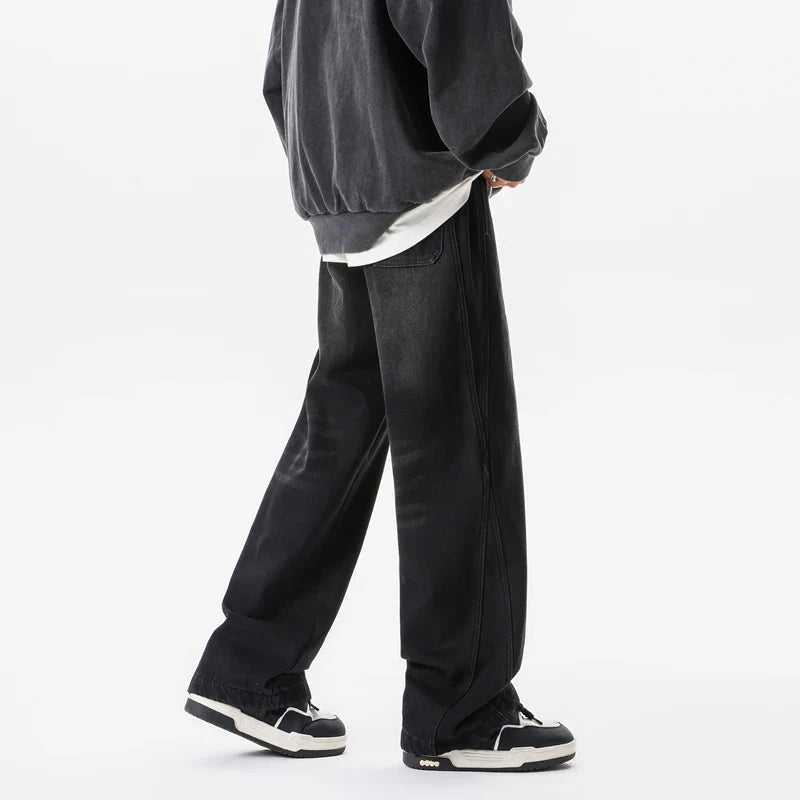 Retro-lässige Jeans mit weitem Bein