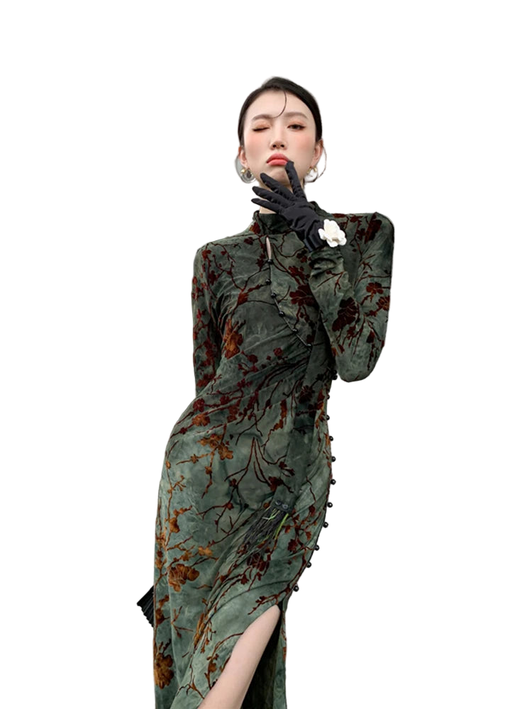 Y2K Vintage Floral Bodycon Midi Dress