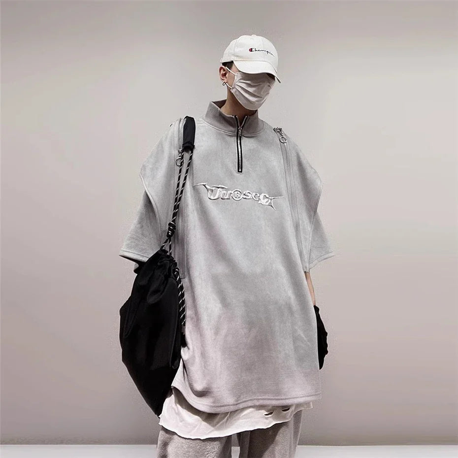 Polo zippé vintage punk pour homme