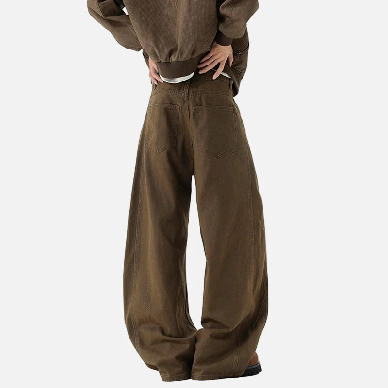 Pantalon coréen élégant et déstructuré à jambes larges