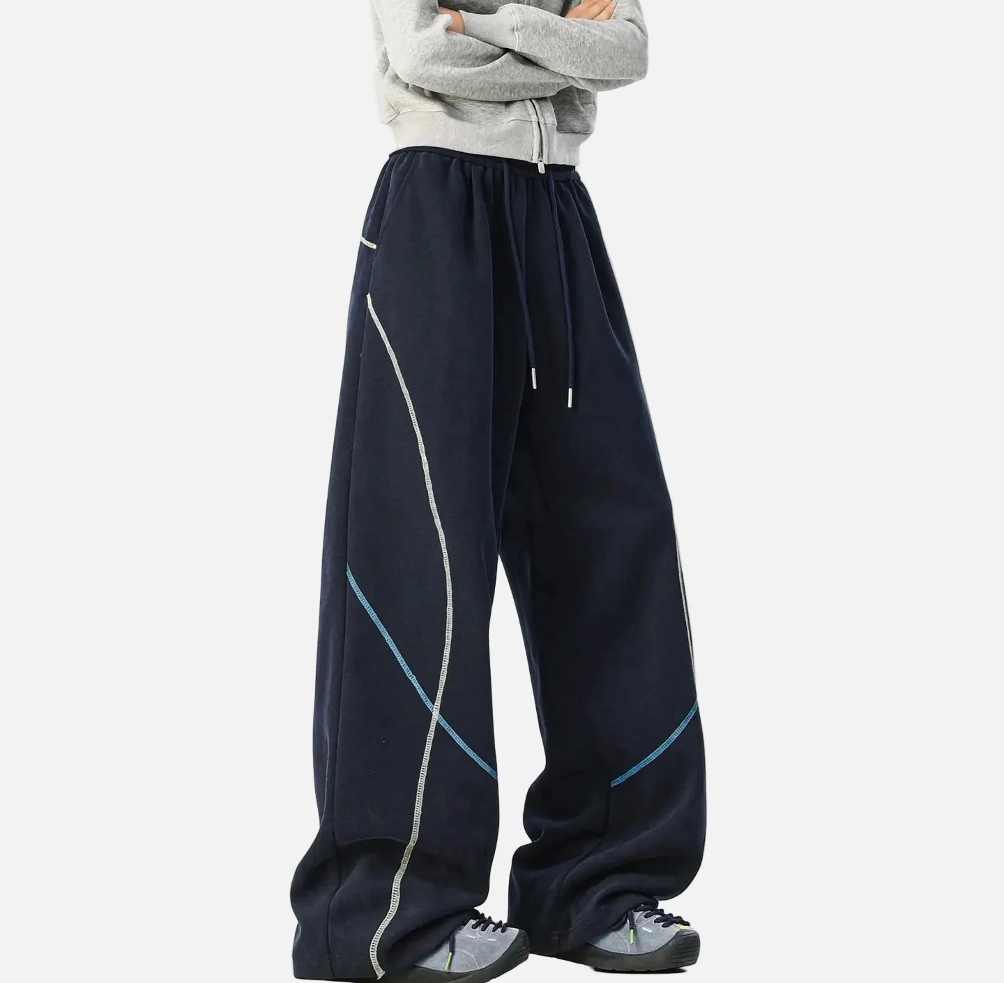 Pantalon de survêtement hip-hop à cordon de serrage surélevé