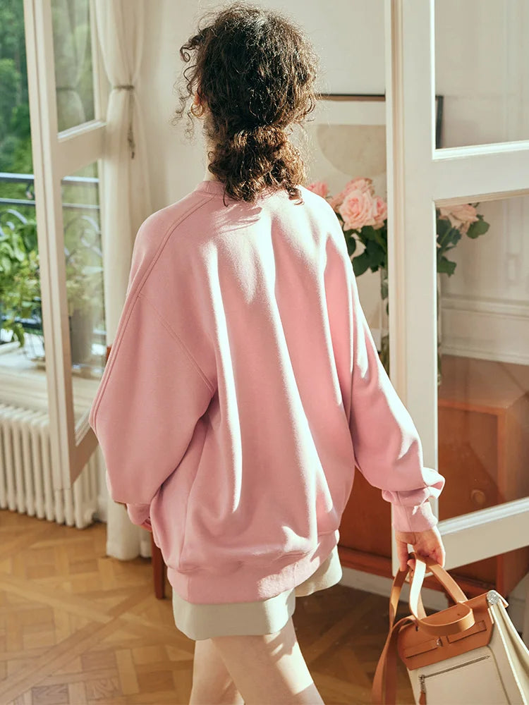 Gemütliches rosa Oversize-Sweatshirt mit Rundhalsausschnitt