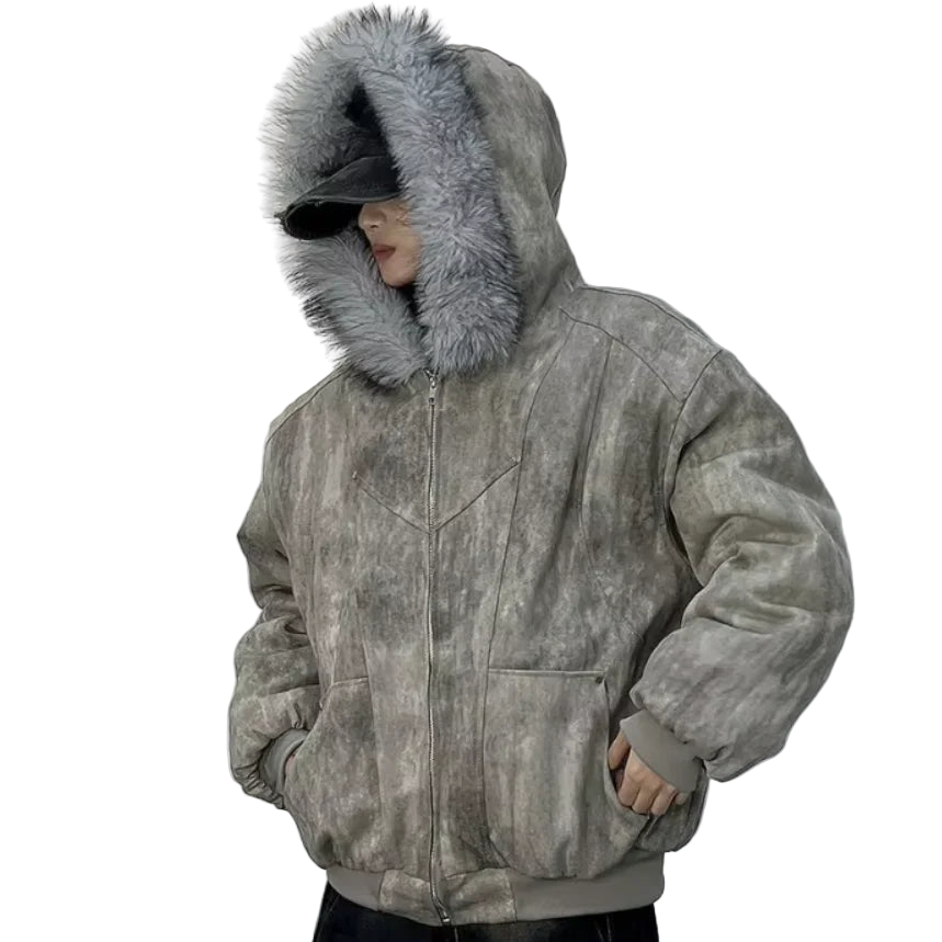 Y2K Fur Collar Hooded Padded Jacket