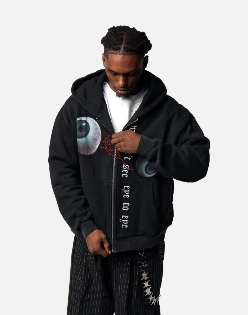 Lässiges Sweatshirt mit skurrilem Gothic-Augapfelmuster