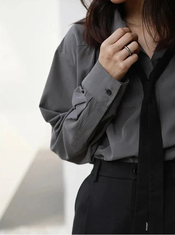 Chemise boutonnée oversize chic style coréen