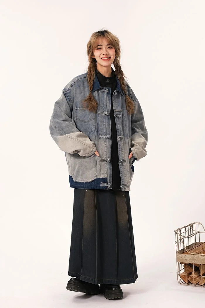 veste en jean décontractée rétro style chinois