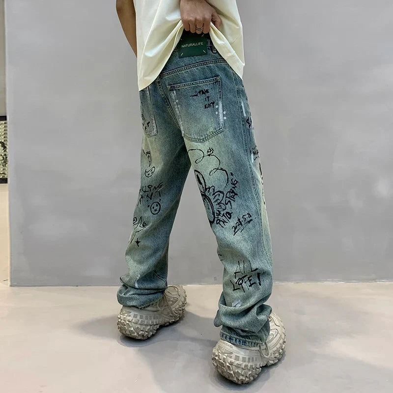 Herren-Jeans mit personalisiertem Graffiti-Print