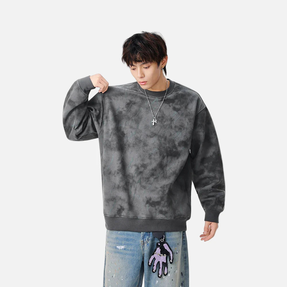 Bequemes Sweatshirt mit Batikmuster und Rundhalsausschnitt