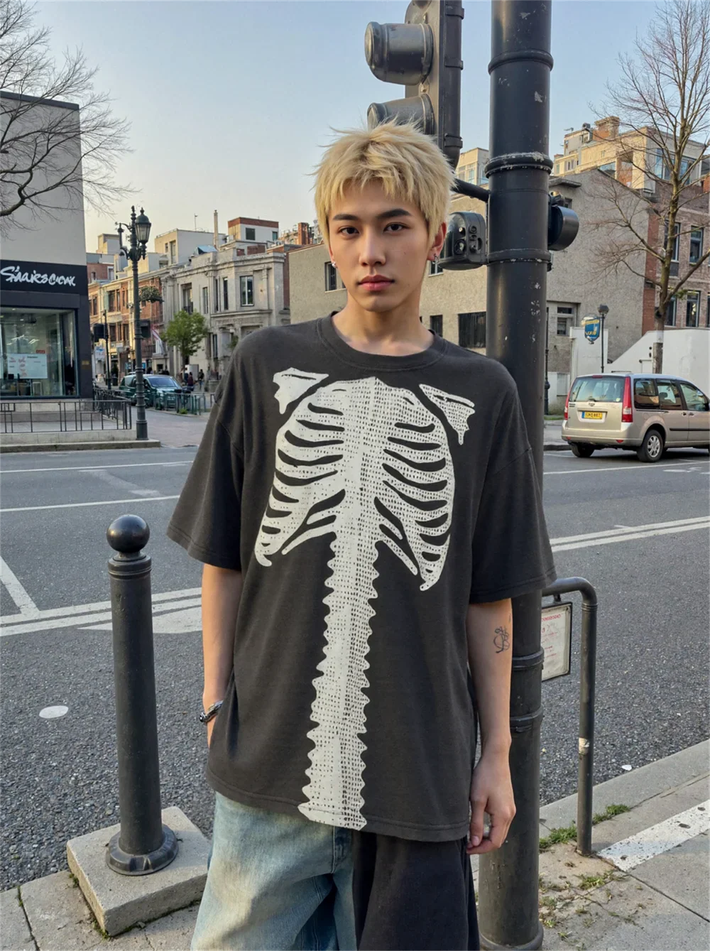 Gothic Hochwertiges Vintage-Retro-Oversize-T-Shirt