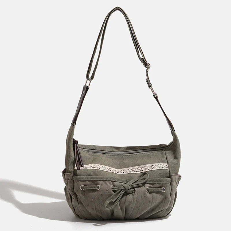 Sac bandoulière vintage en denim à cordon