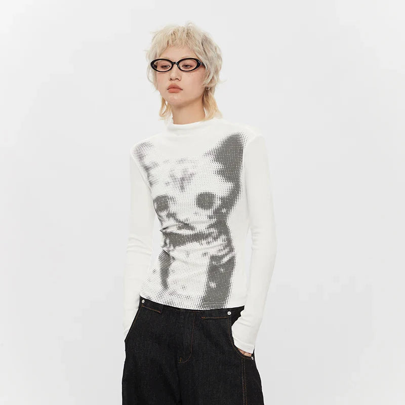 Langarm-T-Shirt mit grafischem Katzenprint