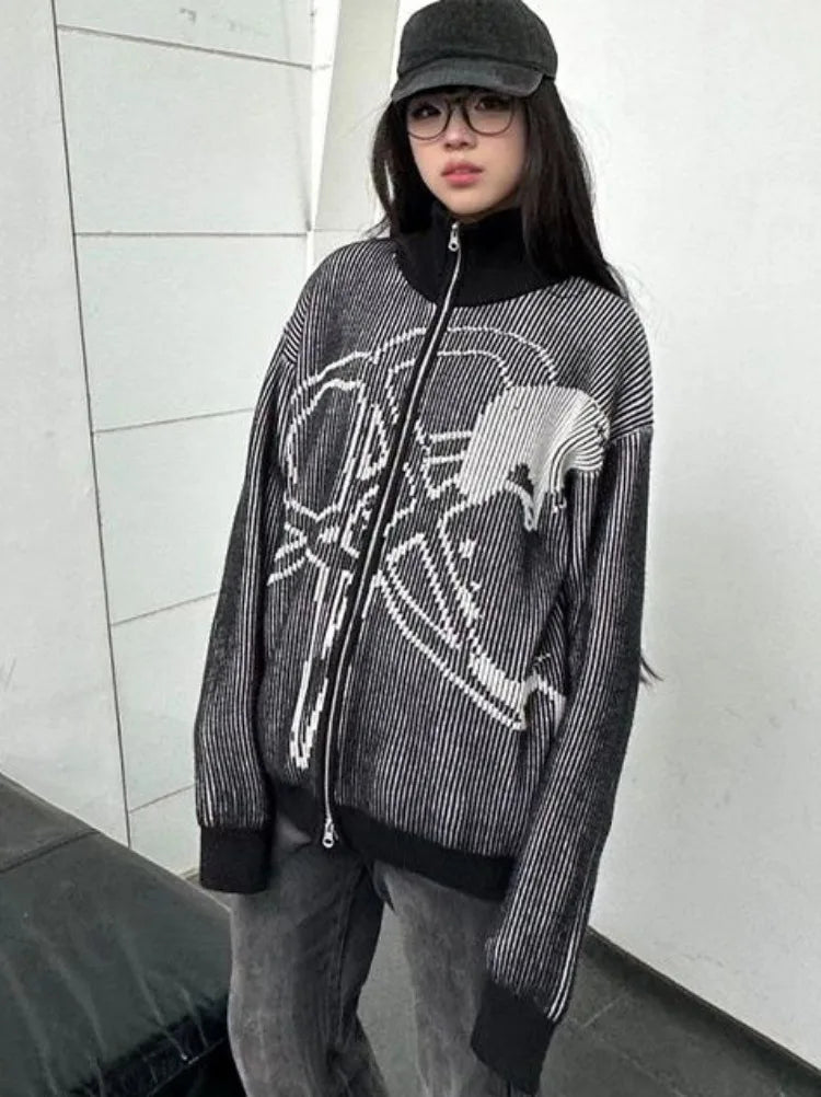 Y2K Vintage Sternen-Jacquard-Ästhetik-Sweatshirt