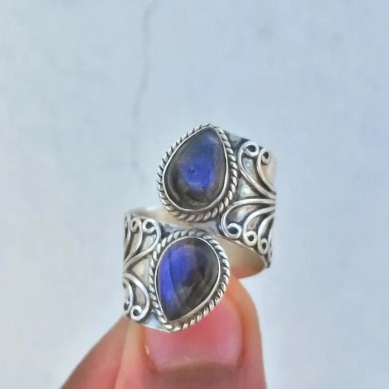 Adjustable Vintage Silver Flower Grave Ring