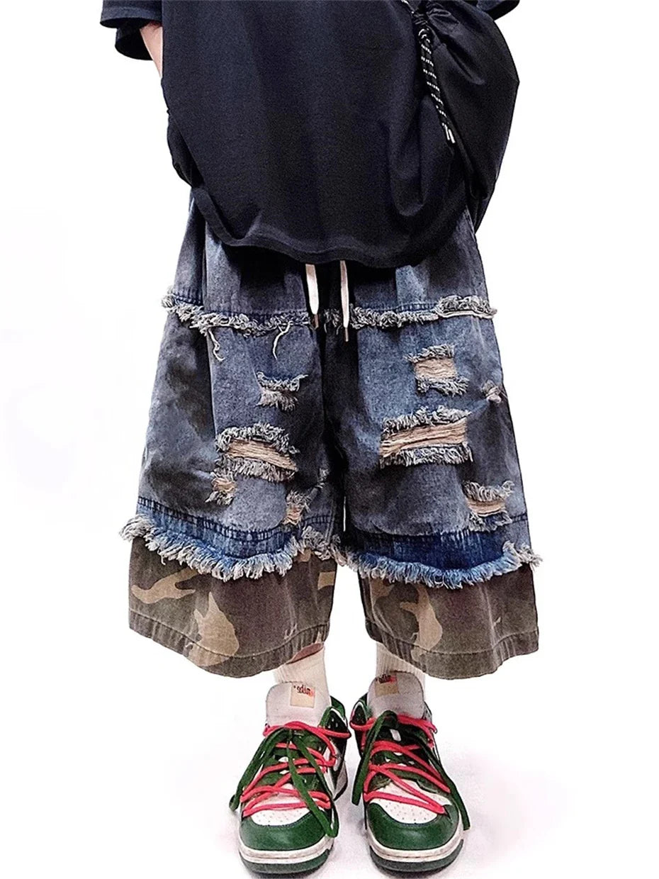 Retro-Camouflage-Jeansshorts