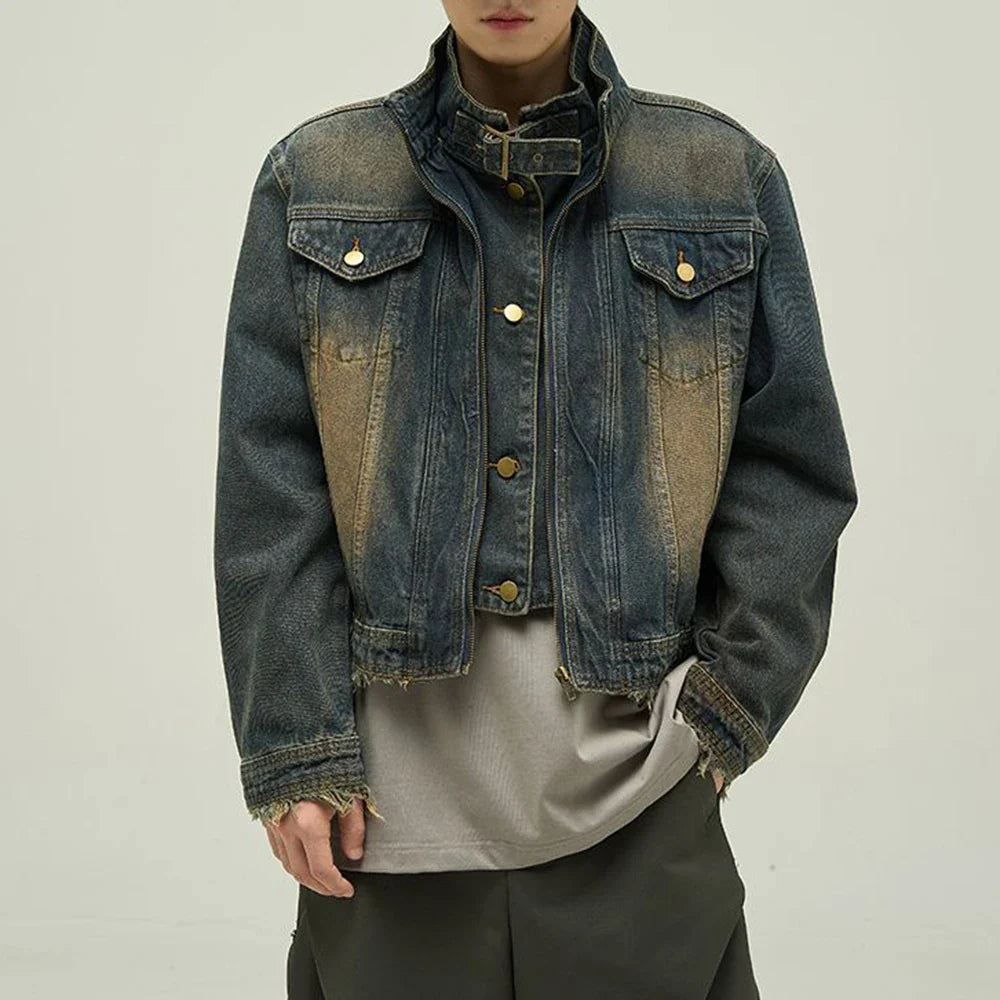 Hochwertige Vintage-Motorrad-Jeansjacke