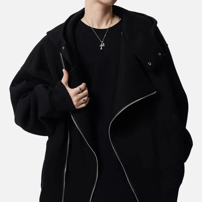 Kapuzenpullover mit unregelmäßigem Design und doppeltem Reißverschluss