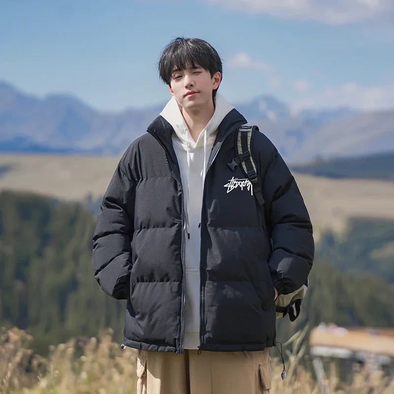 Veste d'hiver épaisse à col montant, style streetwear