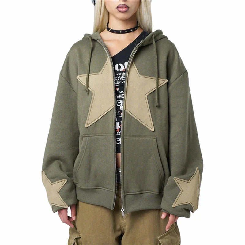 Langes Sweatshirt im Gothic-Stil mit Sternenmuster