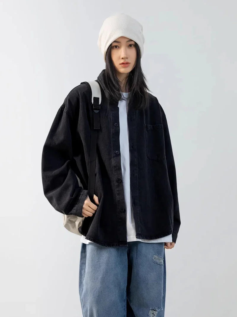 Veste en jean noire oversize chic