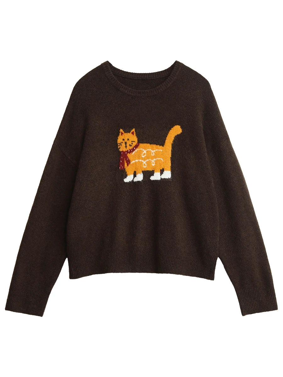 Pull tricoté chat de dessin animé