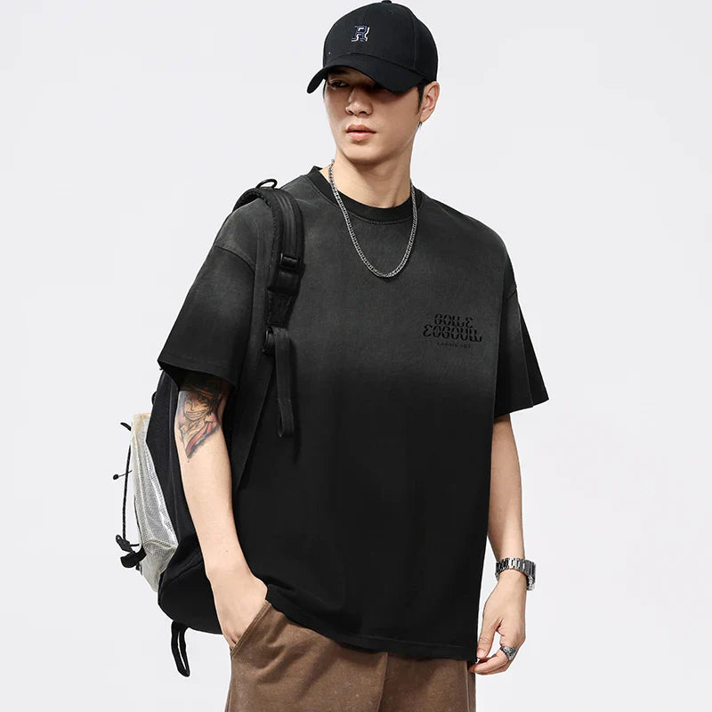 Vintage Oversize Gradient Wash Hüft-T-Shirt