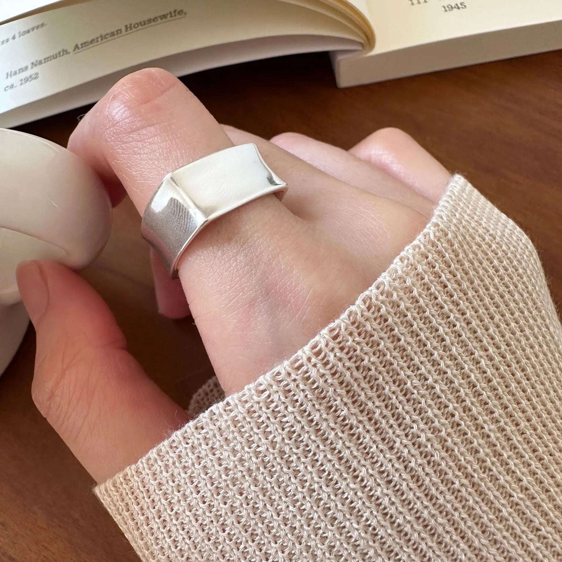 Wide Square Sterling Silver Stackable Ring