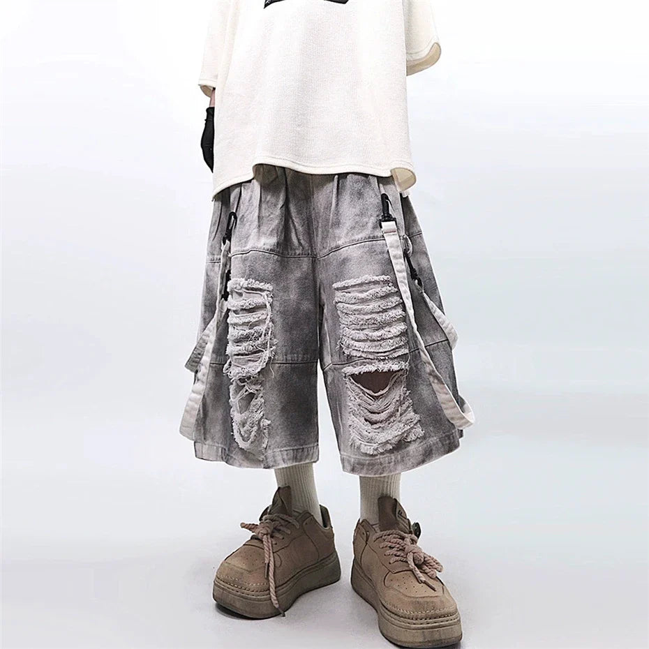 Vintage Streetwear Jeansshorts mit Rissen