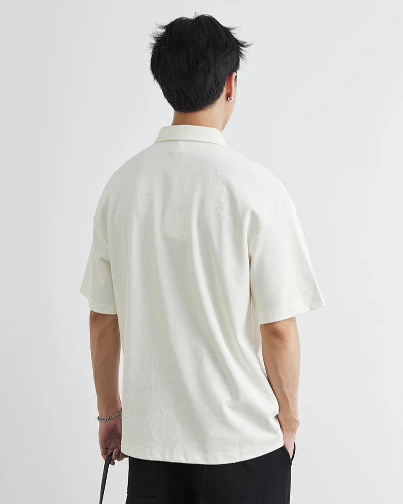 Men's Casual Hip Hop Loose Lapel Cotton Polo T-Shirt