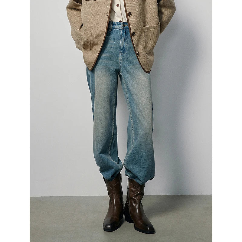 High Waist Loose Straight Denim Jeans